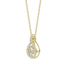Load image into Gallery viewer, LADIES DANCING DIAMOND PENDANT WITH CHAIN 3/4CT ROUND DIAMOND 14K YELLOW GOLD (CENTER STONE PEAR DIAMOND 1/2CT)
