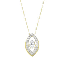 Load image into Gallery viewer, LADIES DANCING DIAMOND PENDANT WITH CHAIN 3/4CT ROUND/PEAR DIAMOND 14K YELLOW GOLD (CENTER STONE PEAR DIAMOND 1/2CT)
