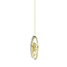 Load image into Gallery viewer, LADIES DANCING DIAMOND PENDANT WITH CHAIN 3/4CT ROUND/PEAR DIAMOND 14K YELLOW GOLD (CENTER STONE PEAR DIAMOND 1/2CT)
