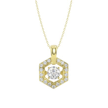 Load image into Gallery viewer, LADIES DANCING DIAMOND PENDANT WITH CHAIN 1/2CT ROUND DIAMOND 14K YELLOW GOLD (CENTER STONE ROUND DIAMOND 1/3CT)
