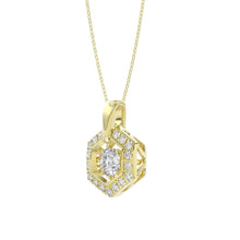 Load image into Gallery viewer, LADIES DANCING DIAMOND PENDANT WITH CHAIN 1/2CT ROUND DIAMOND 14K YELLOW GOLD (CENTER STONE ROUND DIAMOND 1/3CT)
