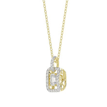 Load image into Gallery viewer, LADIES DANCING DIAMOND PENDANT WITH CHAIN 3/4CT ROUND/EMERALD DIAMOND 14K YELLOW GOLD (CENTER STONE EMERALD DIAMOND 1/2CT)
