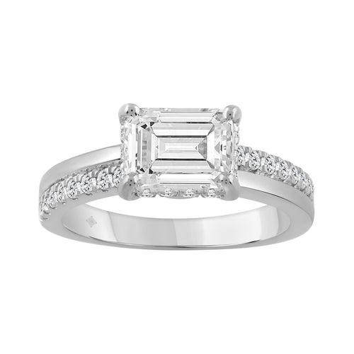 14K WHITE GOLD 2 1/3CT ROUND/EMERALD DIAMOND LADIES RING (CENTER STONE EMERALD DIAMOND 2.00CT)