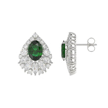 Load image into Gallery viewer, LADIES EARRINGS 4.50CT ROUND/MARQUISE/OVAL DIAMOND 14K WHITE GOLD (CENTER STONE GREEN EMERALD OVAL DIAMOND 2 1/2CT)
