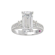 Load image into Gallery viewer, LADIES RING 4.00CT ROUND/EMERALD/BAGUETTE DIAMOND WHITE PLATINUM (CENTER STONE EMERALD DIAMOND 3CT)
