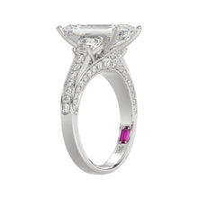 Load image into Gallery viewer, LADIES RING 4.00CT ROUND/EMERALD/BAGUETTE DIAMOND WHITE PLATINUM (CENTER STONE EMERALD DIAMOND 3CT)
