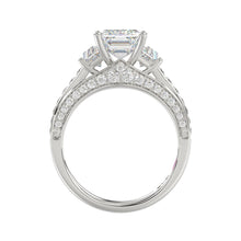 Load image into Gallery viewer, LADIES RING 4.00CT ROUND/EMERALD/BAGUETTE DIAMOND WHITE PLATINUM (CENTER STONE EMERALD DIAMOND 3CT)
