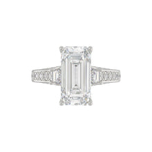 Load image into Gallery viewer, LADIES RING 4.00CT ROUND/EMERALD/BAGUETTE DIAMOND WHITE PLATINUM (CENTER STONE EMERALD DIAMOND 3CT)
