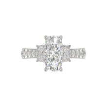 Load image into Gallery viewer, LADIES RING 3.33CT ROUND/CUSHION/BAGUETTE DIAMOND WHITE PLATINUM (CENTER STONE CUSHION DIAMOND 2CT)
