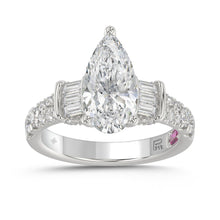 Load image into Gallery viewer, LADIES RING 2.75CT ROUND DIAMOND PEAR DIAMOND BAGUETTE DIAMOND WHITE PLATINUM (CENTER STONE PEAR DIAMOND 2CT)
