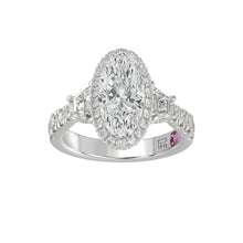 Load image into Gallery viewer, LADIES RING 3.25CT ROUND/OVAL/TRAPEZOID/BAGUETTE DIAMOND WHITE PLATINUM (CENTER STONE OVAL DIAMOND 2CT)
