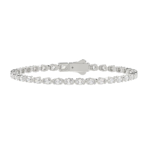 LADIES BRACELET 5.00CT OVAL DIAMOND 14K WHITE GOLD 