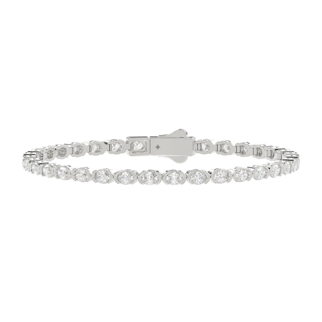 LADIES BRACELET 5.00CT OVAL DIAMOND 14K WHITE GOLD 