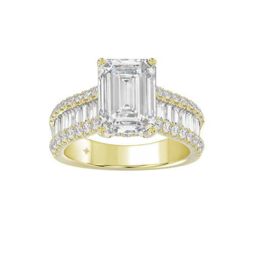 14K WHITE GOLD 1 1/4CT ROUND/BAGUETTE/RADIANT DIAMOND LADIES RING (CENTER STONE RADIANT DIAMOND 4CT)