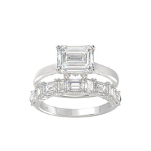 Load image into Gallery viewer, LADIES BRIDAL SET 3 1/2CT ROUND/EMERALD DIAMOND 14K WHITE GOLD (CENTER STONE EMERALD DIAMOND 2.00CT)
