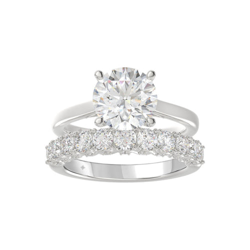 LADIES BRIDAL SET 4.00CT ROUND DIAMOND 14K WHITE GOLD (CENTER STONE ROUND DIAMOND 3.00CT)