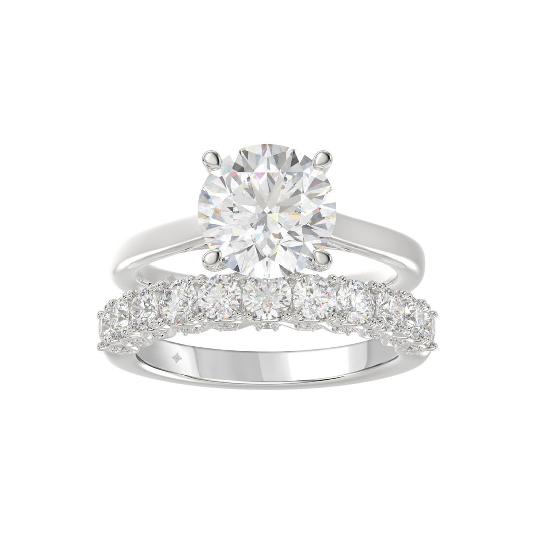LADIES BRIDAL SET 4.00CT ROUND DIAMOND 14K WHITE GOLD (CENTER STONE ROUND DIAMOND 3.00CT)