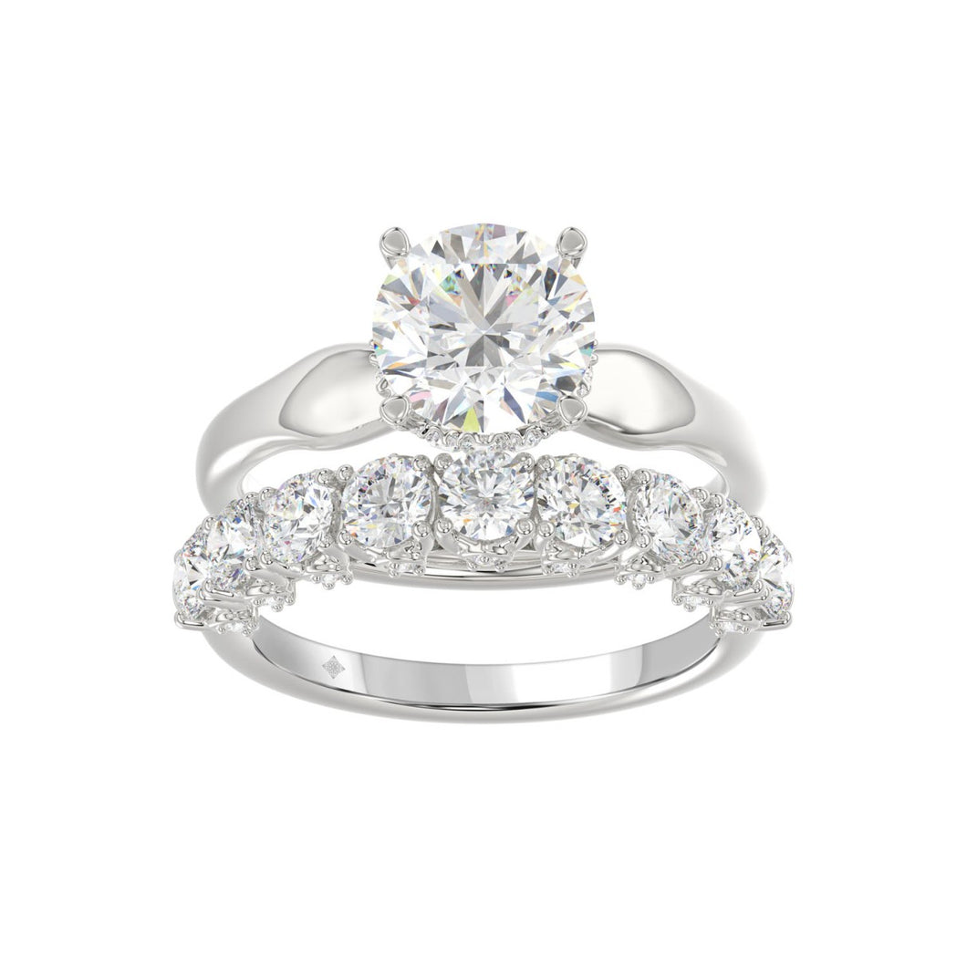 LADIES BRIDAL SET 3 5/8CT ROUND DIAMOND 14K WHITE GOLD (CENTER STONE ROUND DIAMOND 2.00CT)