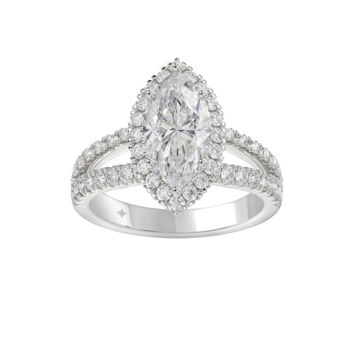 14K WHITE GOLD 3.00CT ROUND/MARQUISE DIAMOND LADIES RING (CENTER STONE MARQUISE DIAMOND 2CT)