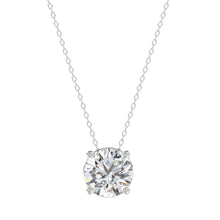 Load image into Gallery viewer, LADIES SOLITAIRE PENDANT WITH UNDER-PASS CHAIN 1 1/2CT ROUND DIAMOND 14K WHITE GOLD 
