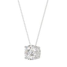 Load image into Gallery viewer, LADIES SOLITAIRE PENDANT WITH UNDER-PASS CHAIN 1 1/2CT ROUND DIAMOND 14K WHITE GOLD 
