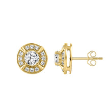 Load image into Gallery viewer, 10K YELLOW GOLD 1.00CT ROUND DIAMOND LADIES EARRING
