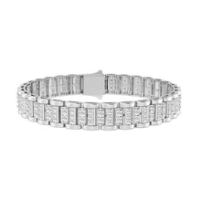 Load image into Gallery viewer, 10K WHITE GOLD 5.00CT ROUND DIAMOND MEN&#39;S BRACELET

