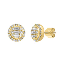 Load image into Gallery viewer, 10K YELLOW GOLD 1 1/4CT ROUND/EMERALD DIAMOND LADIES EARRINGS 
