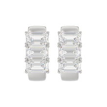 Load image into Gallery viewer, 14K WHITE GOLD 3.00CT EMERALD DIAMOND LADIES HOOPS EARRINGS
