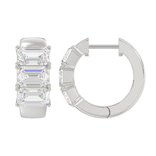 Load image into Gallery viewer, 14K WHITE GOLD 3.00CT EMERALD DIAMOND LADIES HOOPS EARRINGS
