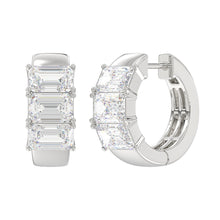 Load image into Gallery viewer, 14K WHITE GOLD 3.00CT EMERALD DIAMOND LADIES HOOPS EARRINGS
