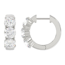 Load image into Gallery viewer, 14K WHITE GOLD 3.00CT ROUND DIAMOND LADIES HOOP EARRINGS
