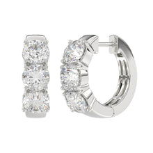 Load image into Gallery viewer, 14K WHITE GOLD 3.00CT ROUND DIAMOND LADIES HOOP EARRINGS
