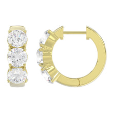 Load image into Gallery viewer, 14K YELLOW GOLD 3.00CT ROUND DIAMOND HOOP EARRINGS
