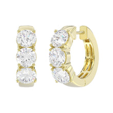 Load image into Gallery viewer, 14K YELLOW GOLD 3.00CT ROUND DIAMOND HOOP EARRINGS

