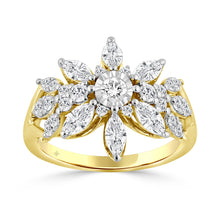 Load image into Gallery viewer, 10K YELLOW GOLD 1 1/2CT ROUND/MARQUISE DIAMOND LADIES RING
