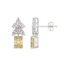 Load image into Gallery viewer, 14K WHITE GOLD 3.00CT PEAR/MARQUISE/YELLOW RADIANT DIAMOND LADIES EARRING (CENTER STONE RADIANT DIAMOND 1CT)
