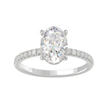 Load image into Gallery viewer, 14K WHITE GOLD 2 1/5CT ROUND/OVAL DIAMOND LADIES RING (CENTER STONE OVAL DIAMOND 2CT)
