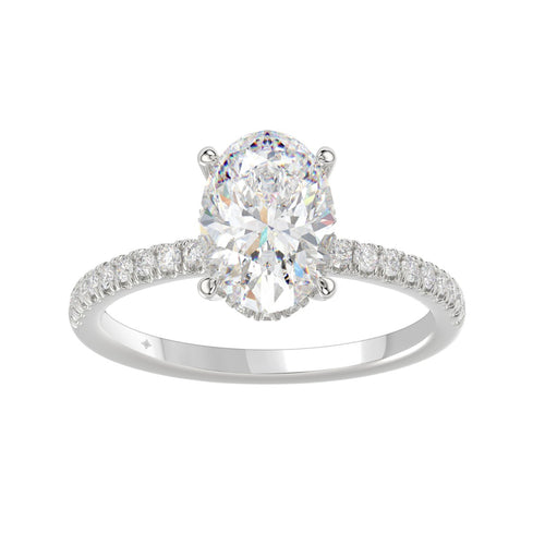 14K WHITE GOLD 2 1/5CT ROUND/OVAL DIAMOND LADIES RING (CENTER STONE OVAL DIAMOND 2CT)