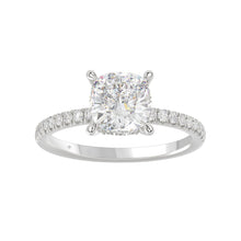 Load image into Gallery viewer, 14K WHITE GOLD 2 1/4CT ROUND/CUSHION DIAMOND LADIES RING (CENTER STONE CUSHION DIAMOND 2CT)

