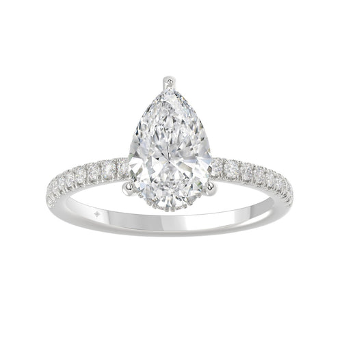14K WHITE GOLD 2 3/4CT ROUND/PEAR DIAMOND LADIES RING (CENTER STONE PEAR DIAMOND 2CT)