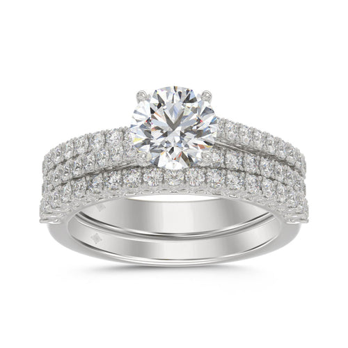 14K WHITE GOLD 1 3/4CT ROUND DIAMOND BRIDAL SET (CENTER STONE ROUND DIAMOND 1CT)