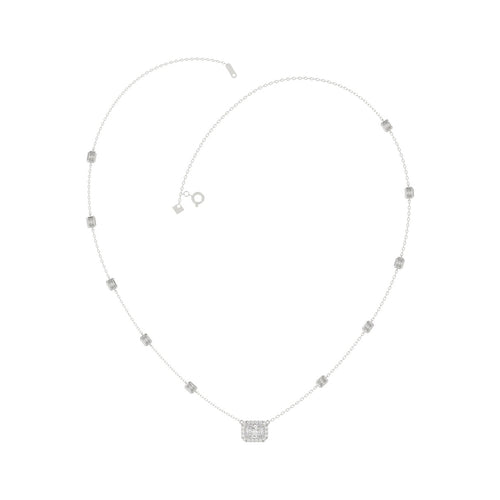 14K WHITE GOLD 2 1/4CT ROUND/EMERALD DIAMOND LADIES NECKLACE