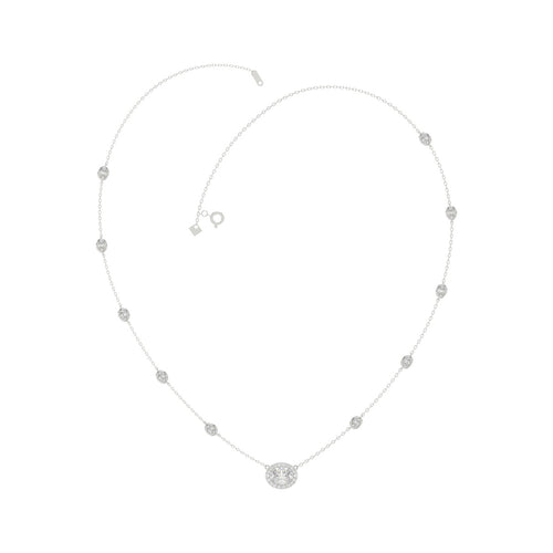 14K WHITE GOLD 2 1/4CT ROUND/OVAL DIAMOND LADIES NECKLACE