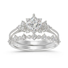 Load image into Gallery viewer, 14K WHITE GOLD 1 1/2CT ROUND DIAMOND BRIDAL SET (CENTER STONE PRINCESS DIAMOND 1CT)
