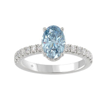 Load image into Gallery viewer, 14K WHITE GOLD 2 1/2CT ROUND/OVAL DIAMOND LADIES RING (CENTER STONE BLUE OVAL DIAMOND 2CT)
