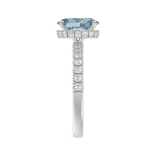 Load image into Gallery viewer, 14K WHITE GOLD 2 1/2CT ROUND/OVAL DIAMOND LADIES RING (CENTER STONE BLUE OVAL DIAMOND 2CT)

