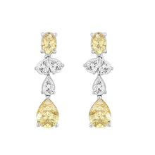 Load image into Gallery viewer, 14K WHITE GOLD 3 1/2CT OVAL/PEAR DIAMOND LADIES EARRINGS (YELLOW PEAR DIAMOND 3/4CT/YELLOW OVAL DIAMOND 1/2CT)
