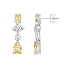 Load image into Gallery viewer, 14K WHITE GOLD 3 1/2CT OVAL/PEAR DIAMOND LADIES EARRINGS (YELLOW PEAR DIAMOND 3/4CT/YELLOW OVAL DIAMOND 1/2CT)
