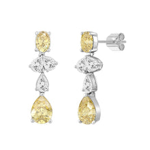 Load image into Gallery viewer, 14K WHITE GOLD 3 1/2CT OVAL/PEAR DIAMOND LADIES EARRINGS (YELLOW PEAR DIAMOND 3/4CT/YELLOW OVAL DIAMOND 1/2CT)
